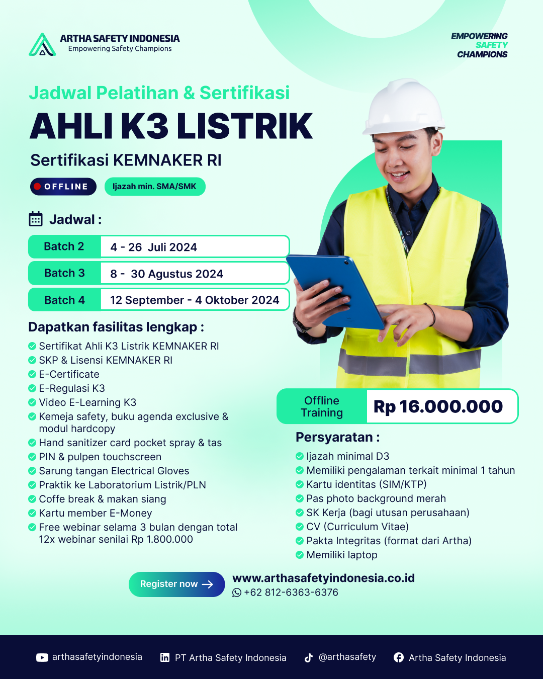 Ahli K3 Listrik Sertifikasi Kemnaker Artha Safety Indonesia 0661