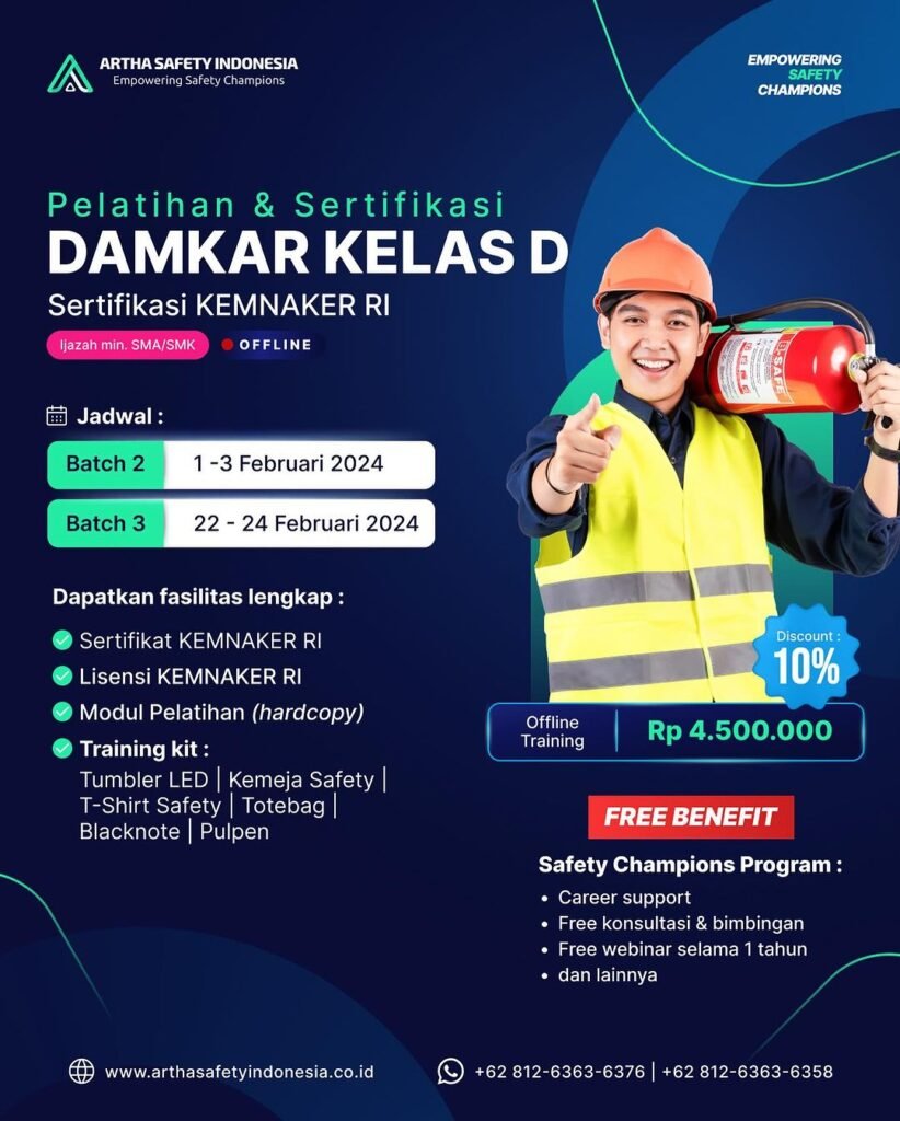 Damkar Kelas D (Online) – Sertifikasi Kemnaker RI | Artha Safety Indonesia